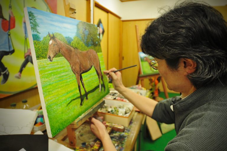 超ポイント祭?期間限定】 上鈴木正一 油彩画 松と馬』販売175枚記念3 